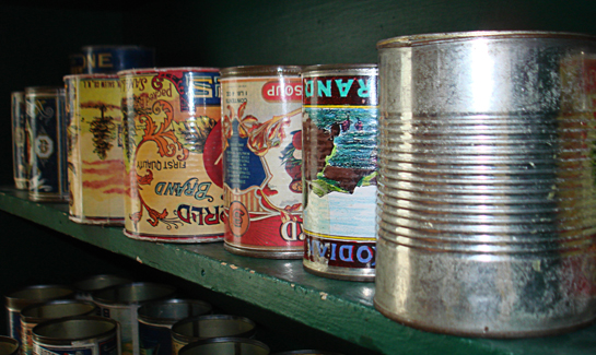 Old Cans on a shelf