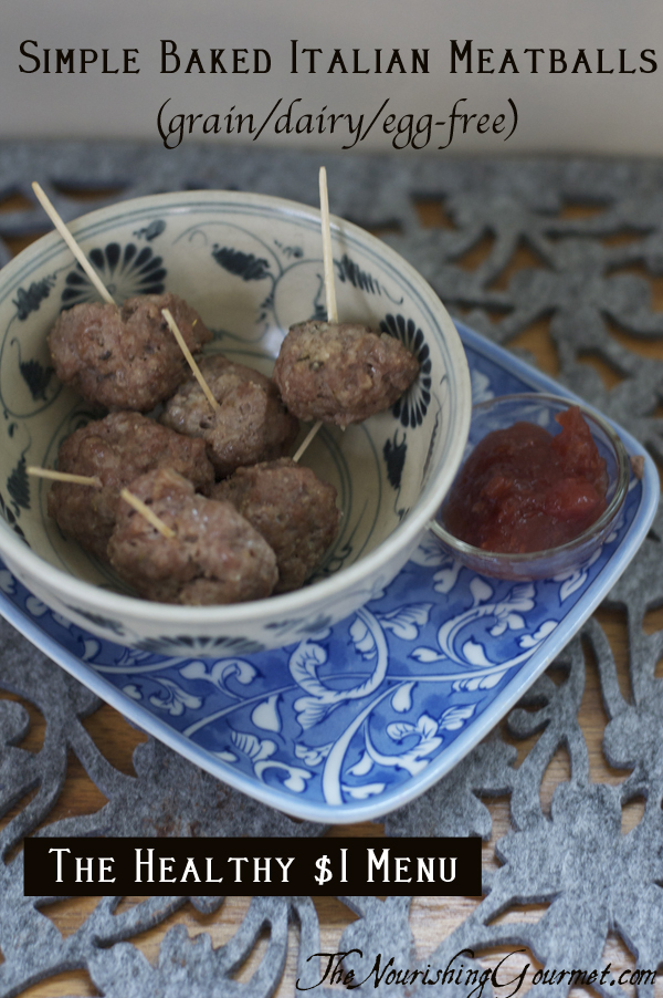 Simple Baked Mini Meatballs that are paleo, and frugal too!