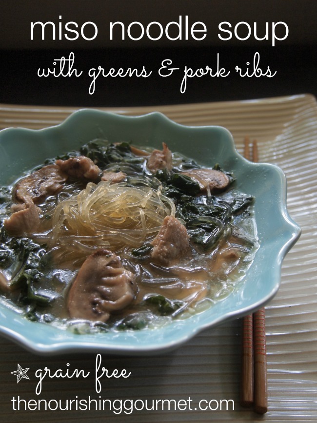Miso Noodle Soup with Greens & Pork Ribs (Grain Free)