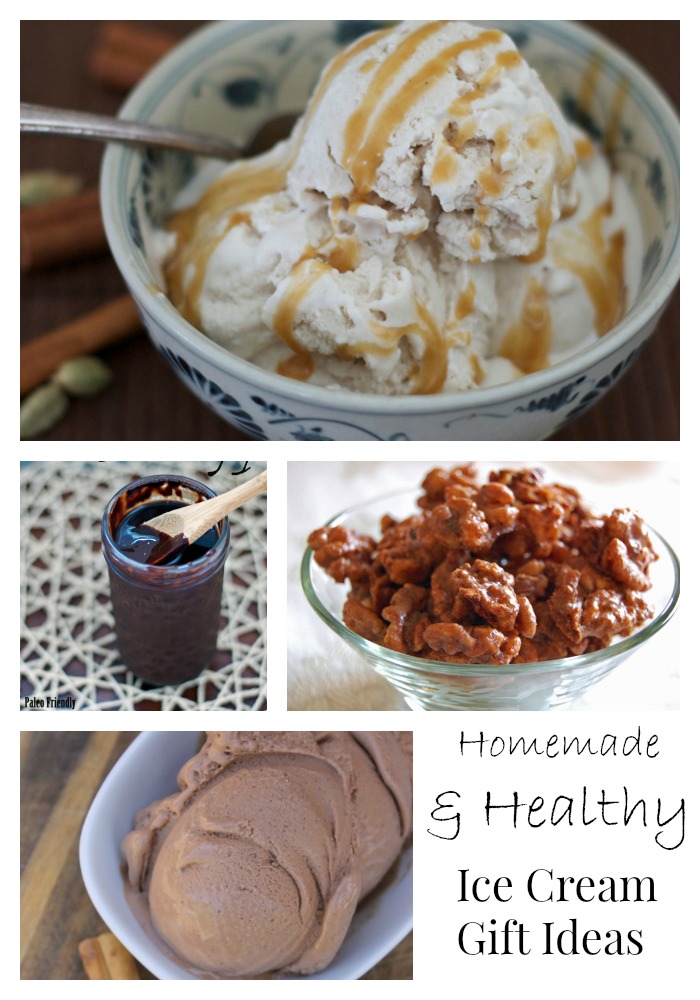 Give a fun gift of homemade ice cream toppings such as bittersweet chocolate syrup, caramel sauce, and candied nuts! 