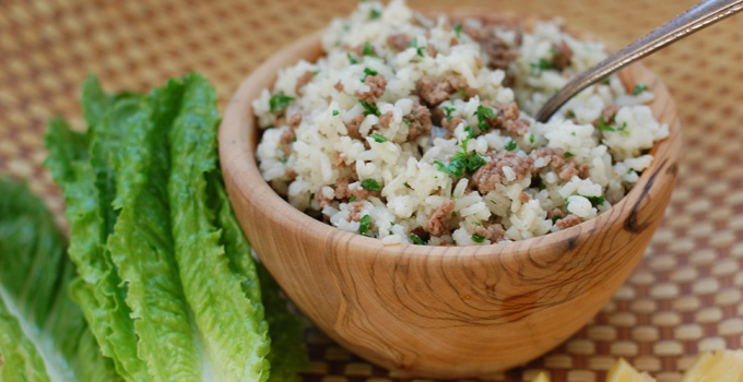 Greek Lemon Beef and Rice Lettuce Wraps! These only take 30 minutes to throw together and are made with nutrient dense ingredients. Plus, they are delicious, and the whole family can enjoy them.
