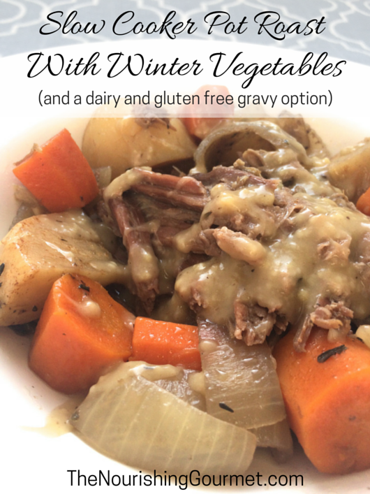 Melt-in-your-mouth tender pot roast, lightly seasoned, simmering in its own juices with the most delicious winter vegetables. This one pot meal takes minutes to put together, and your Crockpot does the rest!