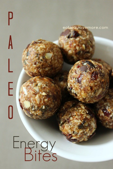 Nutrient rich seeds, coconut flakes, and dates make up the base of this delicious paleo energy bite, and the dried cranberries and chocolate just bring it to the next level!