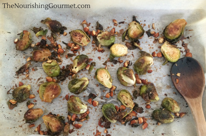 Balsamic Maple Brussels Sprouts with Toasted Almonds 