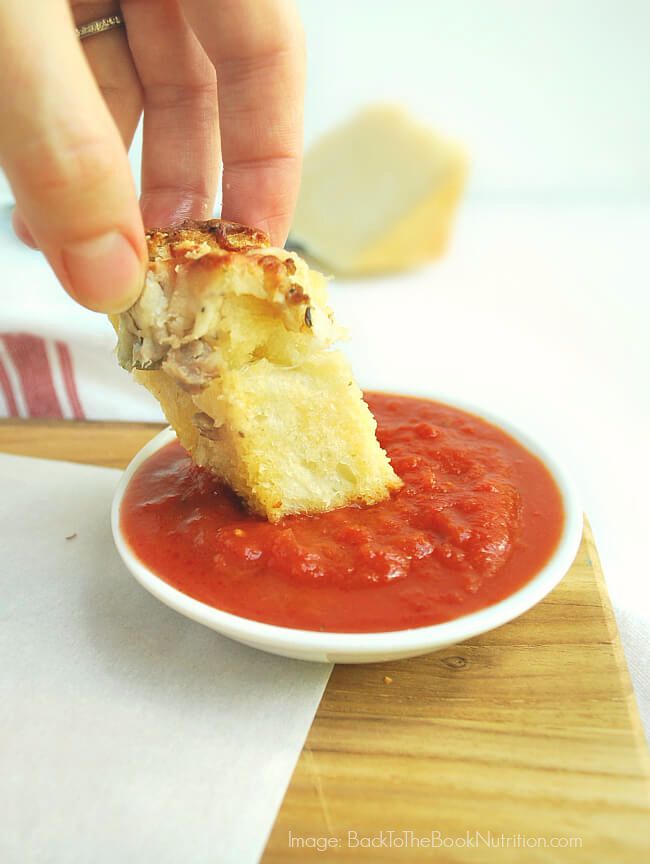 Cheesy Italian Pull Apart Bread with marinara sauce for dipping -- The Nourishing Gourmet