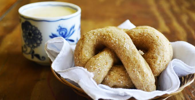 Homemade Pretzels with a lovely homemade cheese sauce