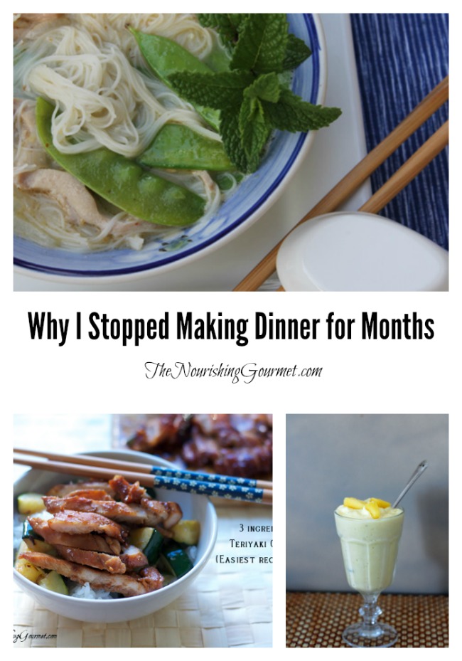 It may surprise you that a food blogger and cookbook author didn't make dinner for months ! Learn why here. -- The Nourishing Gourmet