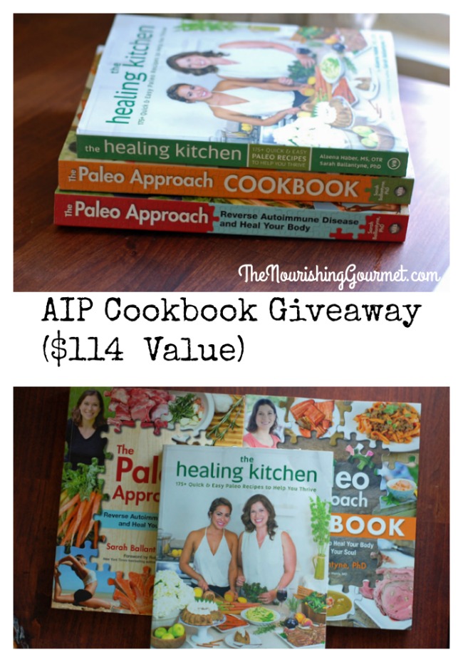 AIP Cookbook Giveaway - a wealth of resources! This diet is for those with autoimmune or gut issues, and is a healing protocol. This resource will help you learn about it, and give you the tools you need to succeed. -- The Nourishing Gourmet