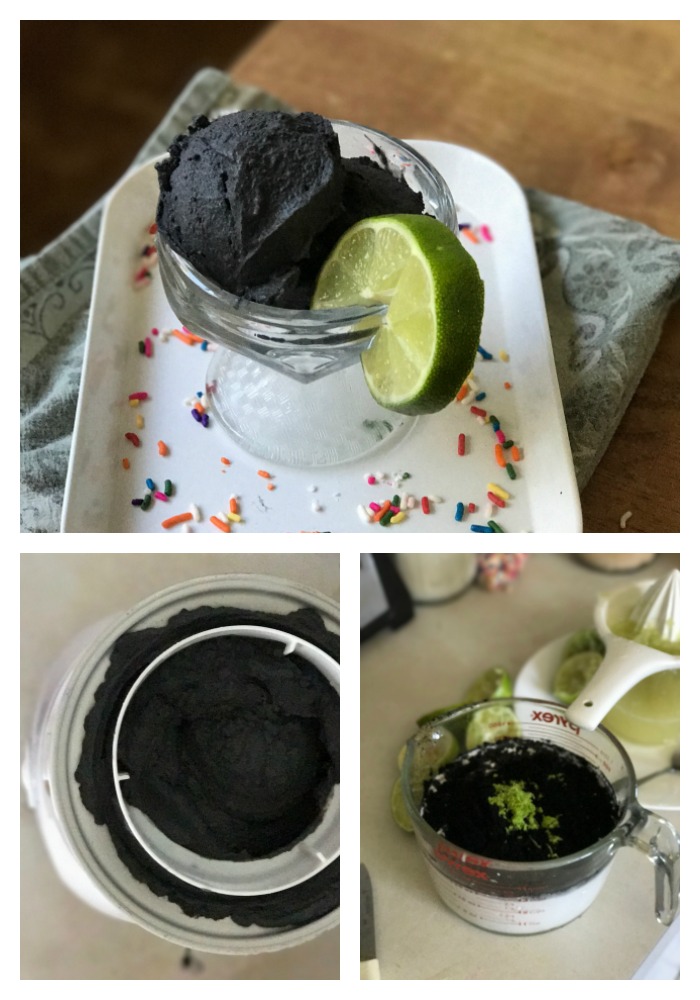 Amazing color and citrus flavor! This vibrant dairy free ice cream is colored with activated charcoal and is bursting with lime zest and juice. Yum! -- The Nourishing Gourmet 